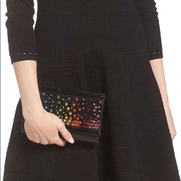 Kurt Geiger London Black Crystal Embellished Party Clutch - Picture 6 of 10